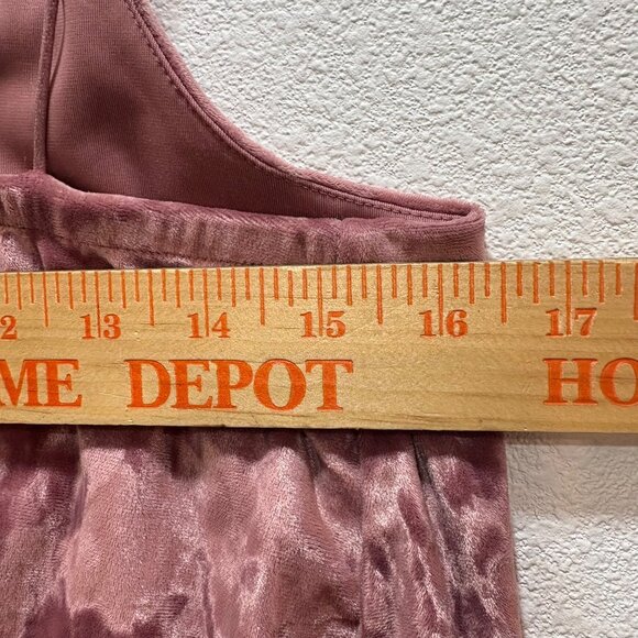 Express Pink Crushed Velvet Double Spaghetti Strap Tank Top S Lined Stretch - Picture 5 of 7